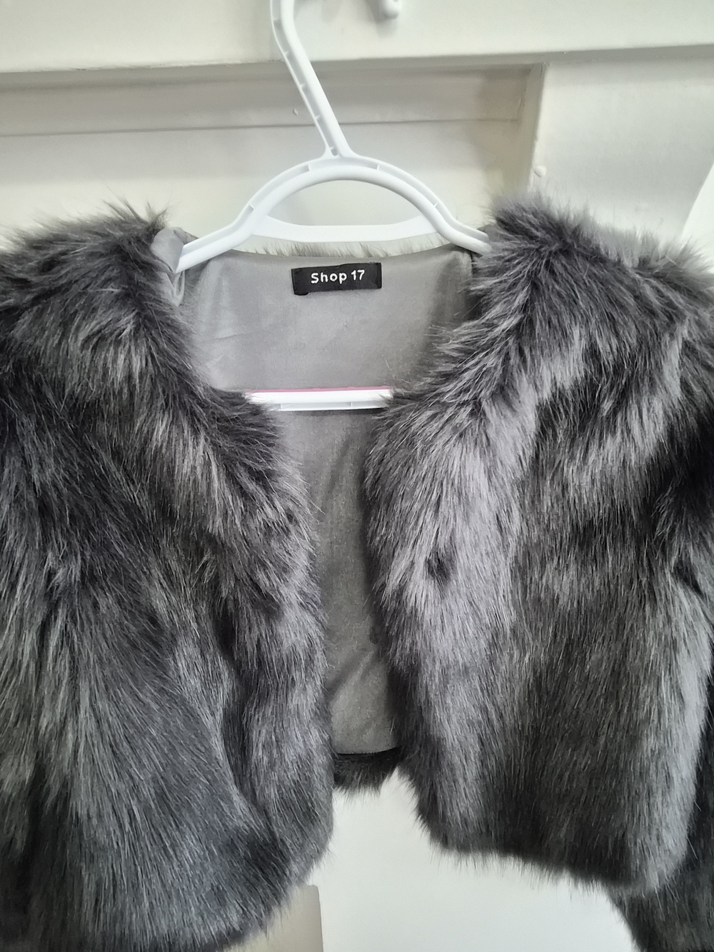 Women's Gray Faux Fur Jacket